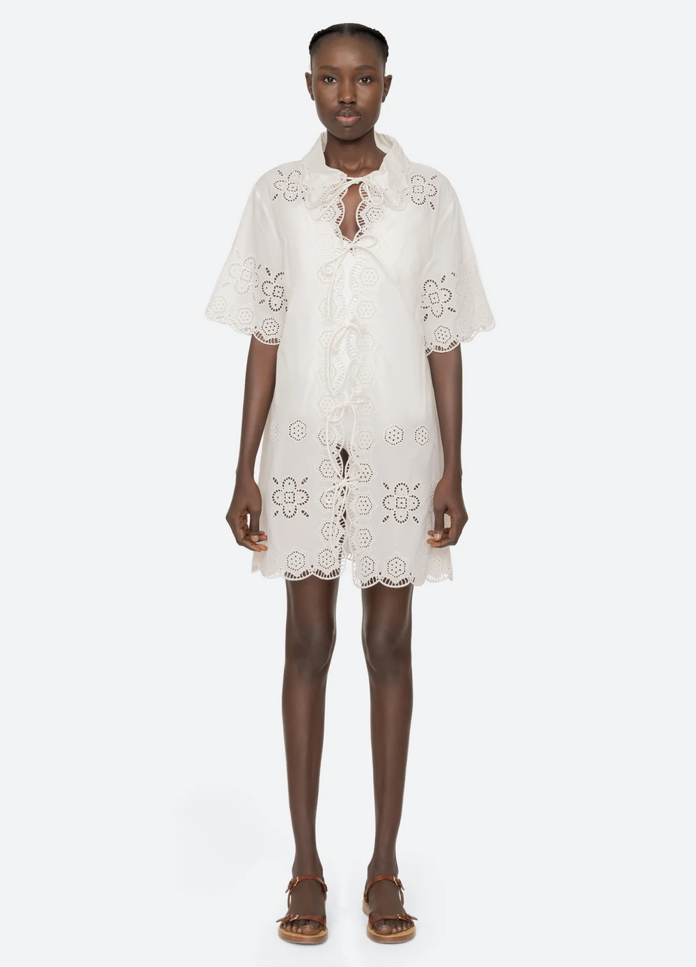 bluse med bindebånd