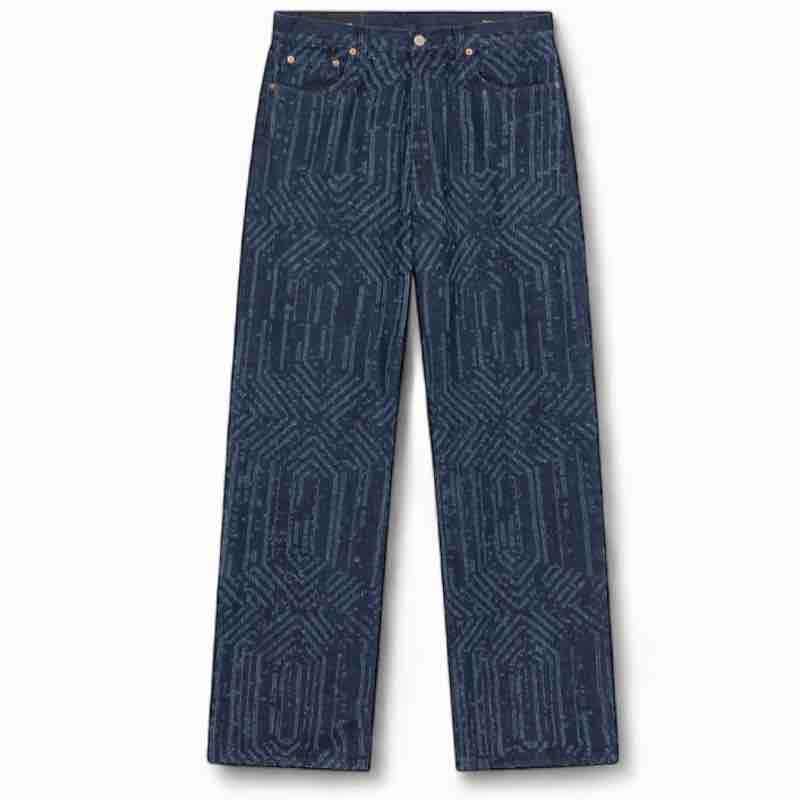Laser wash baggy jeans