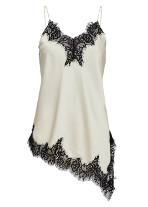 asymetrisk silk top med blonde