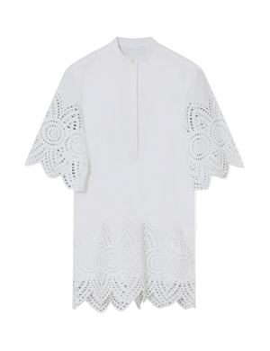 poplin kjole med blonder