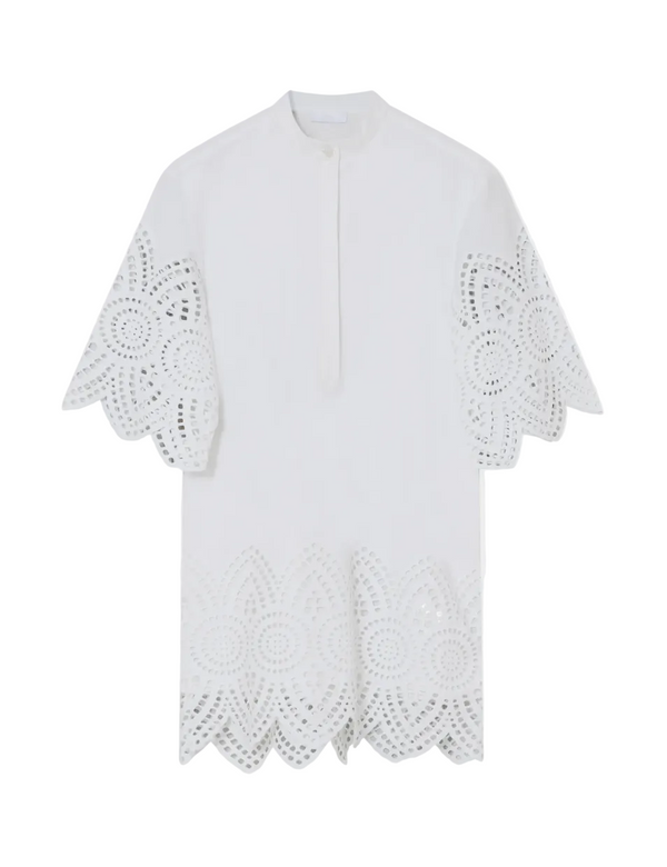 poplin kjole med blonder