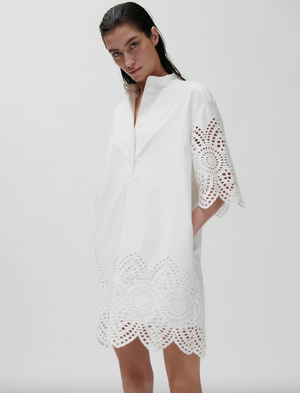 poplin kjole med blonder