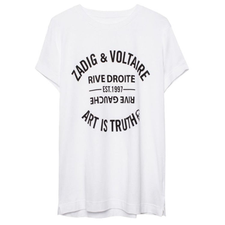 Zadig & Voltaire Walk Blason tee. Hvid ikon t-shirt med sort logo print online hos Milium.